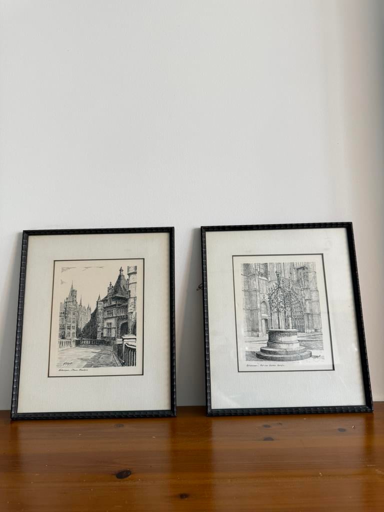 Set van 2 etsen – A. Tytgat  antwerpen ,matsijs , vleeshuis, Antiek en Kunst, Kunst | Litho's en Zeefdrukken, Ophalen