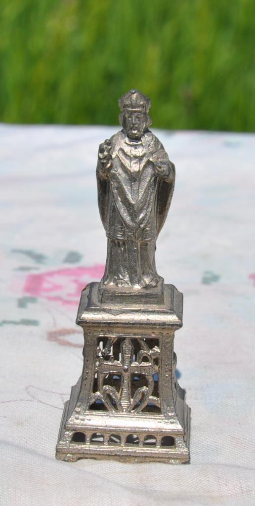 statuette sur socle regule argenté st nicolas ?, Antiquités & Art, Enlèvement ou Envoi