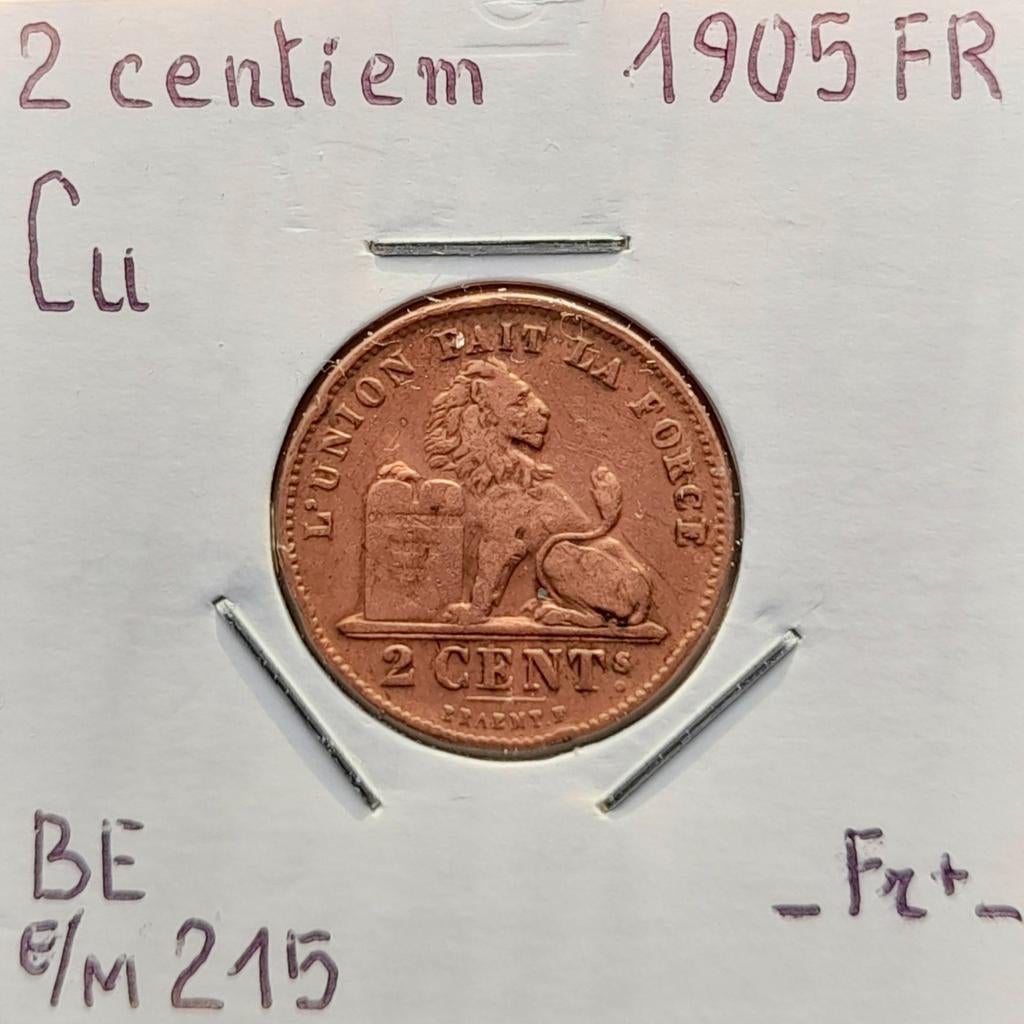 Belgique 2 centimes 1905 FR     (926), Ophalen of Verzenden, Losse munt