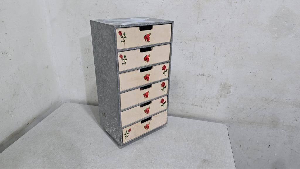 ancien caisson en metal et bois avec six tiroirs, Maison & Meubles, Enlèvement ou Envoi