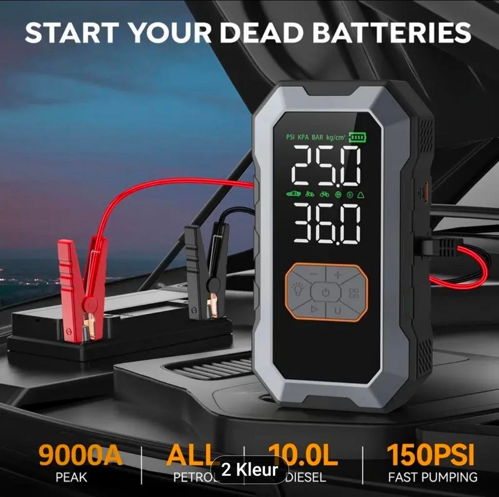 Jumpstarter met compressor 9000A, Ophalen of Verzenden, Nieuw