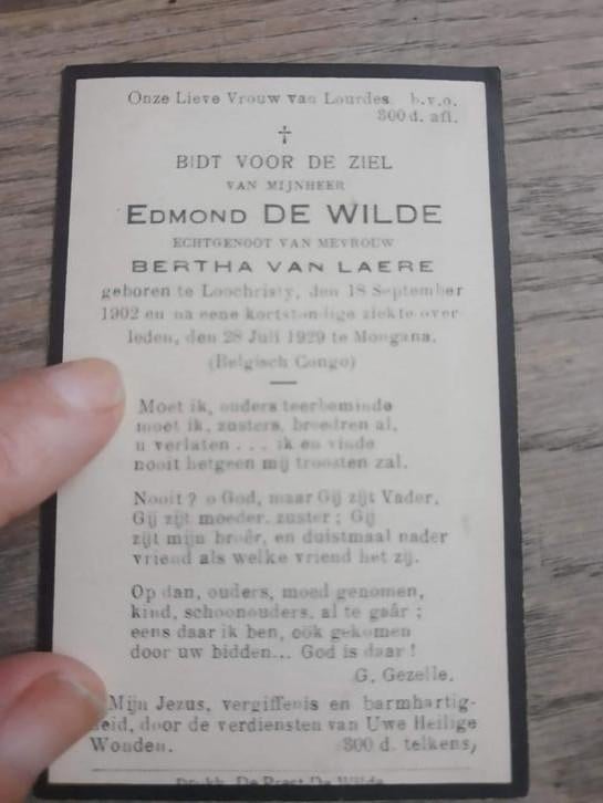 Bp Lochristi 1902 - Belgisch-Congo 1927, De Wilde, Ophalen of Verzenden