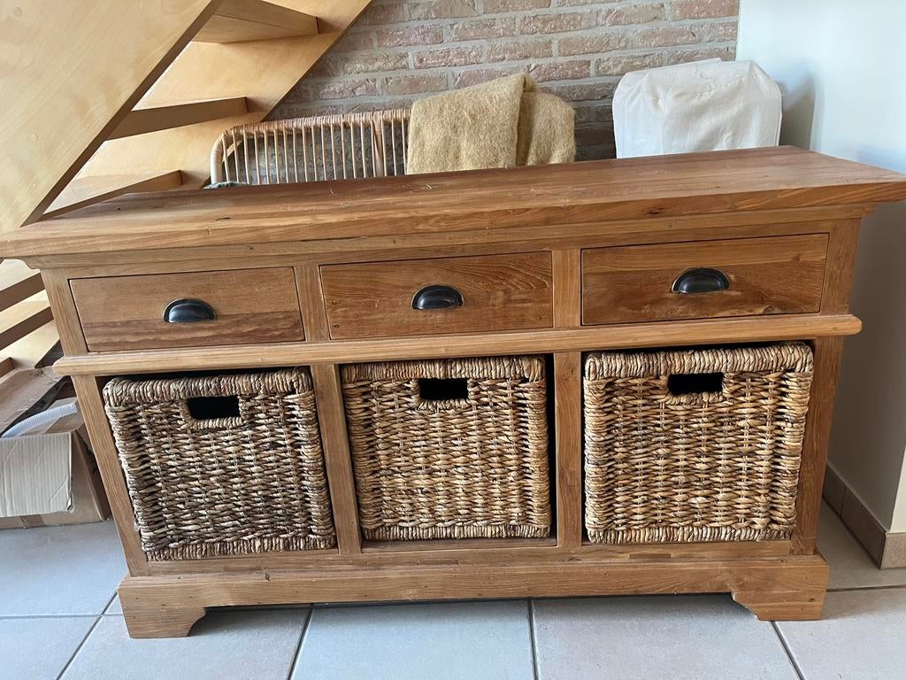 Commode kwaliteitsteak, Ophalen, Teakhout, 50 tot 100 cm, Met lade(s)