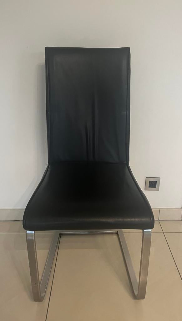 Ensemble design de 6 chaises de salle à manger noires, Comme neuf, Enlèvement, Cinq, Six Chaises ou plus, Cuir