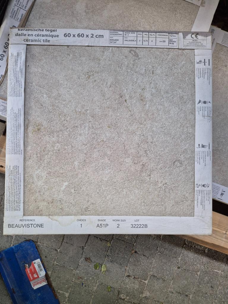 Keramisch terras tegel 60x60x2 cm dik, top tegel nog nieuw, Neuf, Carrelage de sol, Céramique, Enlèvement