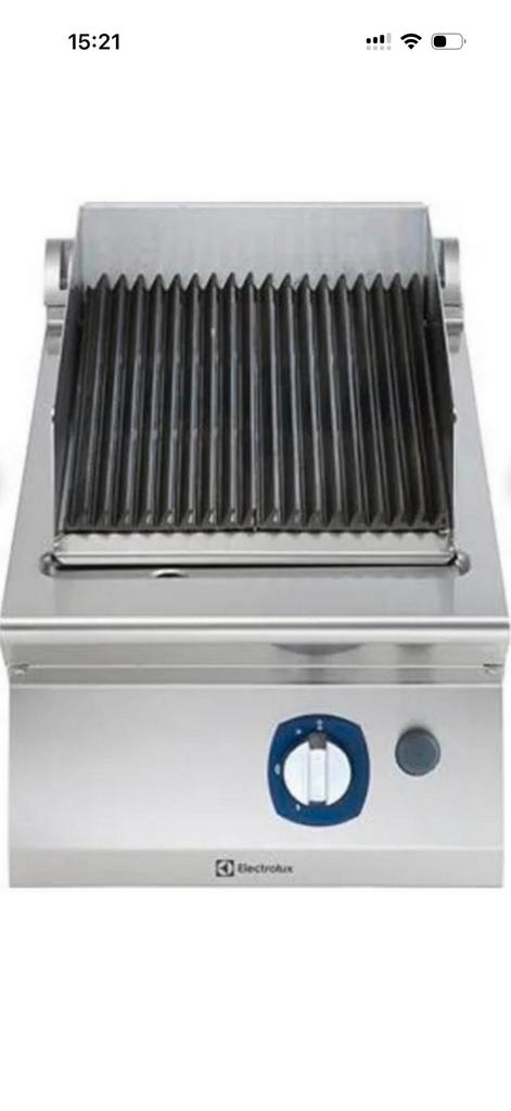 Gasverwarmde lavasteen grill met gietijzeren grill-rooster, Ophalen, Zo goed als nieuw
