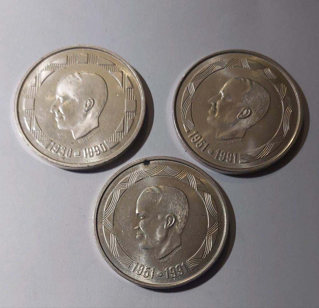 3 munten Belgische herdenkingsmunt van 500 frank uit1991/90, Postzegels en Munten, Munten | België, Ophalen of Verzenden