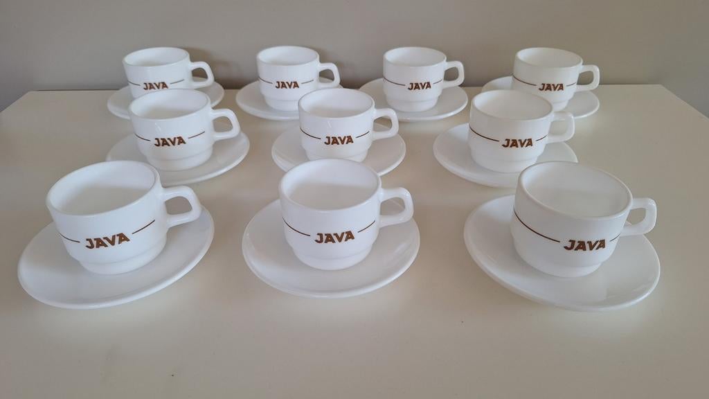 Set van 10 koffietassen met ondertas, merk Arcopal France, Ophalen of Verzenden