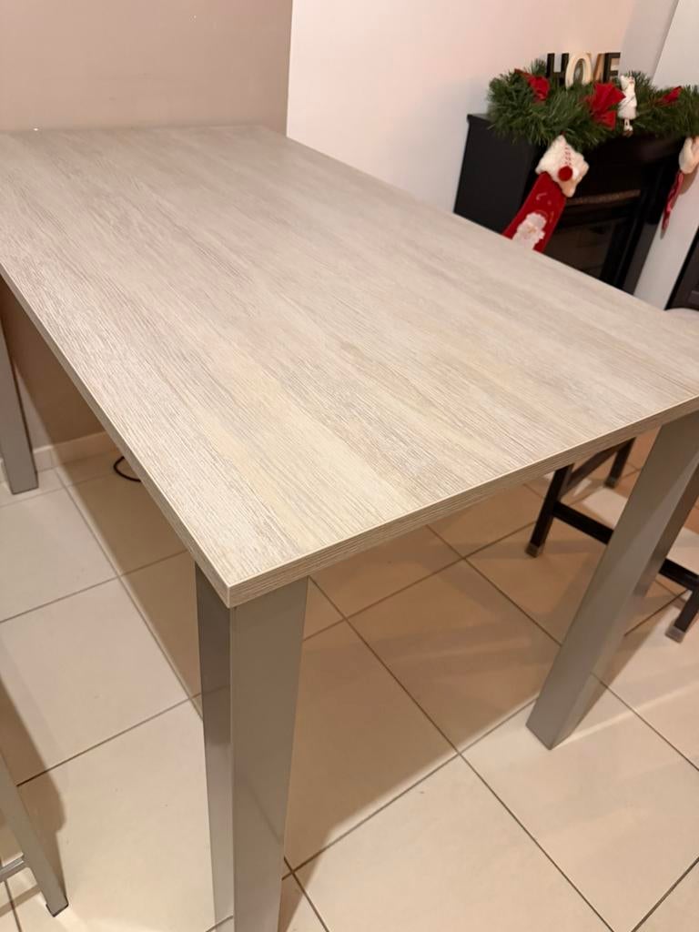 Table haute bois et acier 160 x 90x 90cm, Métal, Cinq personnes ou plus, 150 à 200 cm, 50 à 100 cm