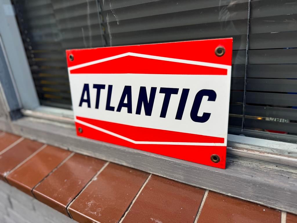 ATLANTIC emaille reclamebord, Verzamelen, Ophalen of Verzenden, Gebruikt, Reclamebord