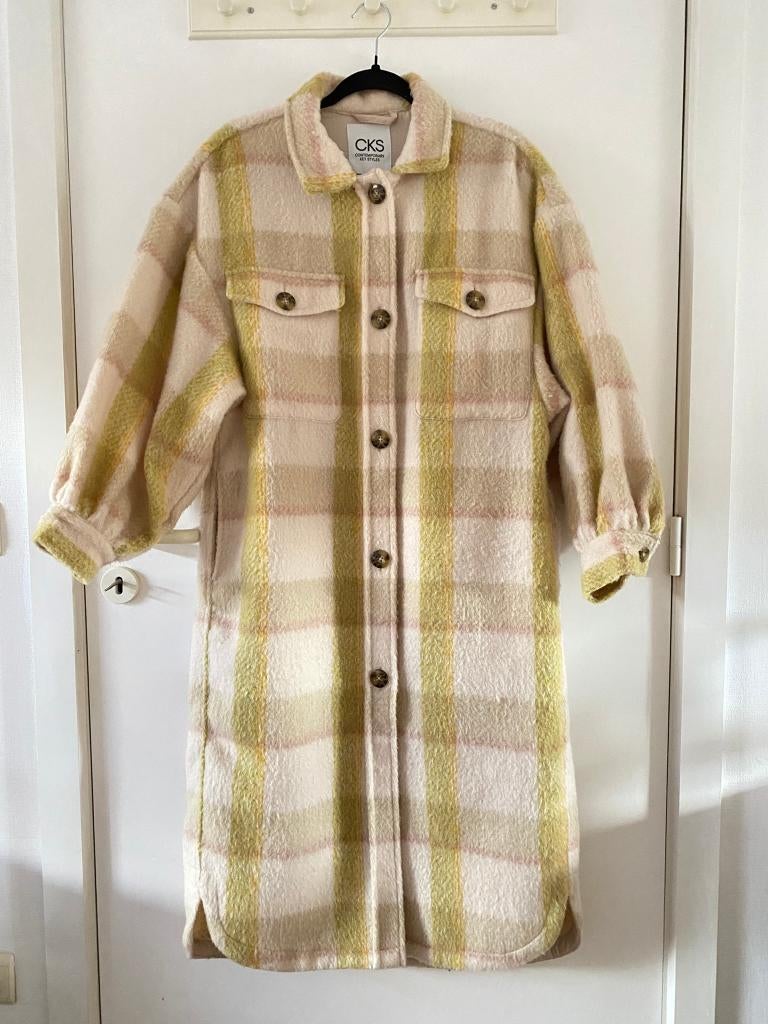 CKS - lange gekleurde mantel - maat M, Kleding | Dames, Maat 38/40 (M), Verzenden, Beige, Nieuw