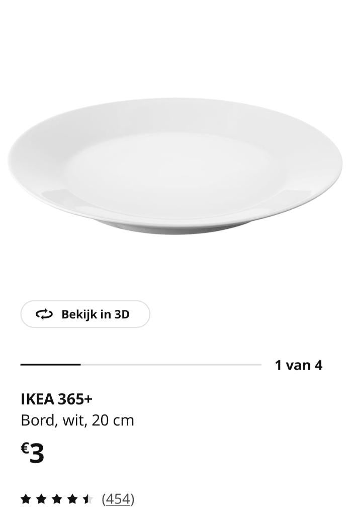 4x IKEA 365+ bordjes 20cm, Maison & Meubles, Enlèvement, Comme neuf, Assiettes(s)