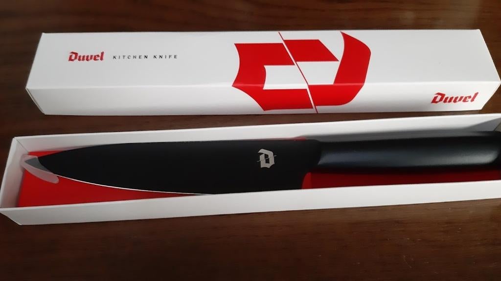 Duvel mes 24 cm & receptenhouder nieuw, Verzamelen, Biermerken, Ophalen of Verzenden, Nieuw, Overige typen, Duvel