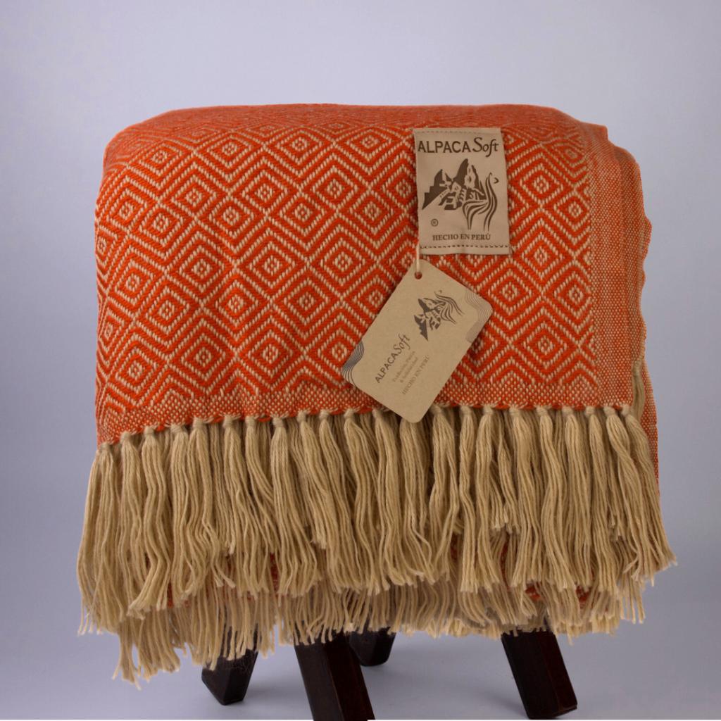 Alpaca Wol Dekentje Rood 200x140cm Zachte Sofadeken uit Peru, Verzenden, Nieuw