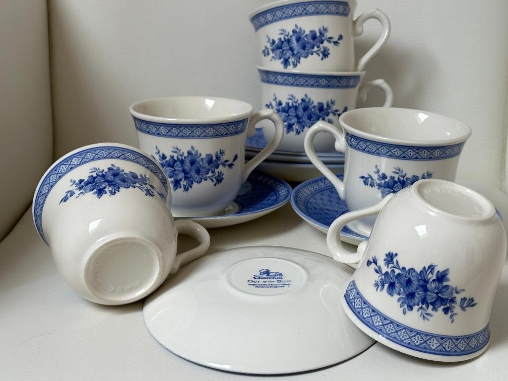 service à thé 6 pers. - Churchill Out of the Blue -état neuf, Antiquités & Art, Antiquités | Services (vaisselle) pièces, Enlèvement