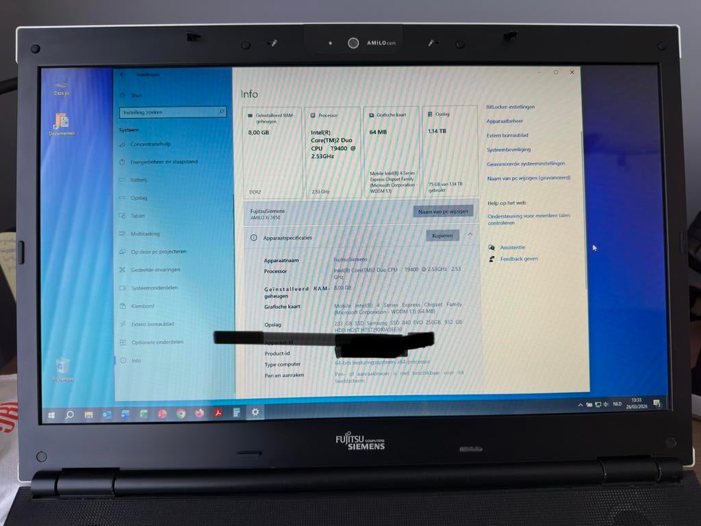 Fujitsu Siemens Xi 3650 - 18inch scherm!, Computers en Software, Ophalen, SSD