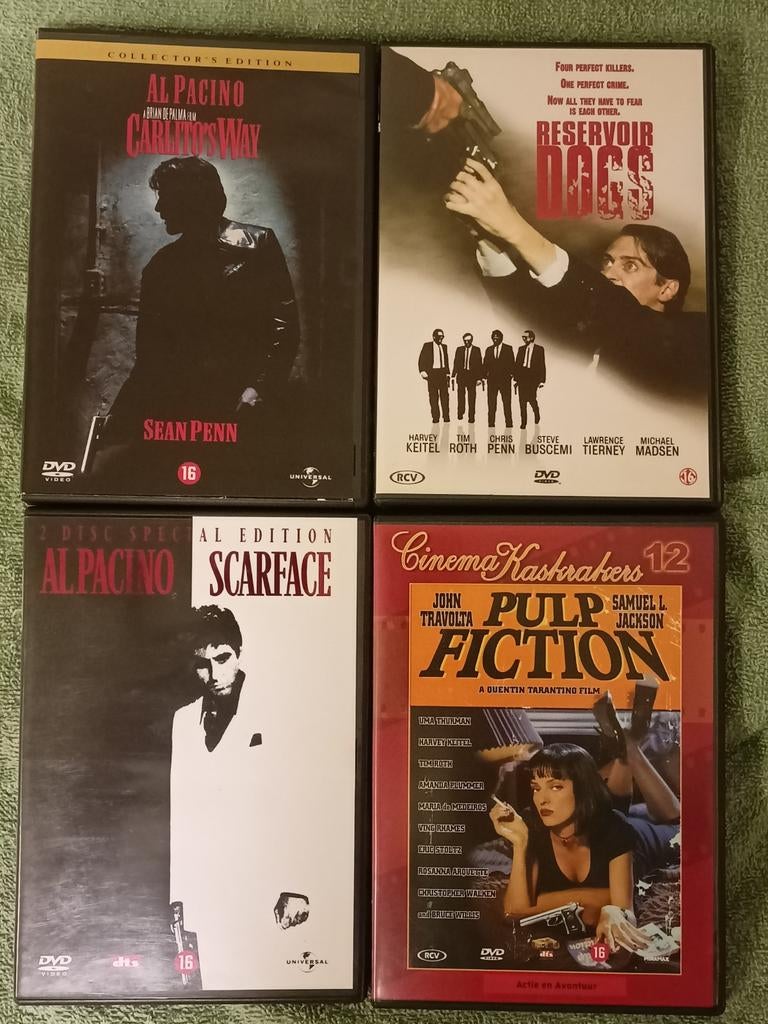 4 DVD's cult movies Reservoir dogs, Pulp fiction, ..., Ophalen of Verzenden