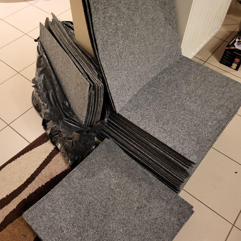 Carrelage de tapis gris clair Florida 92 pièces, Neuf, Gris, 50 à 100 cm, Carré