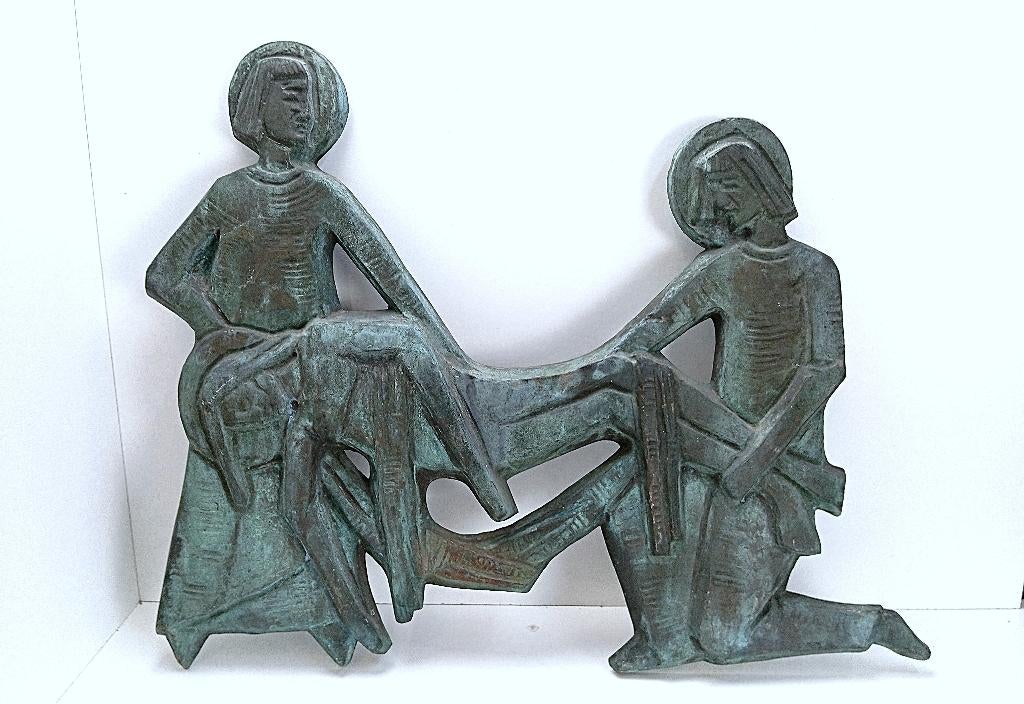 statue de Jésus en bronze (Jozef Cantré ? ) art déco 62 cm, Enlèvement ou Envoi, Bronze