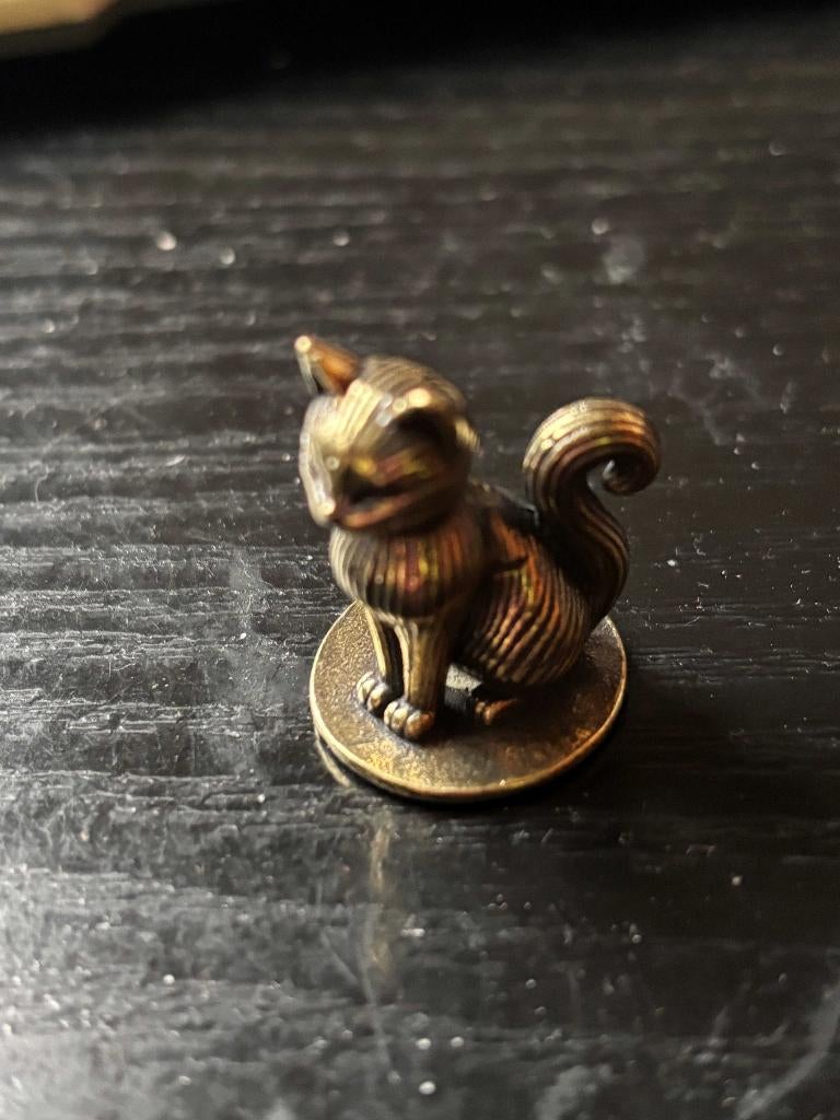 Zittende koperen figuur van een kat, Ophalen of Verzenden, Nieuw, Dier