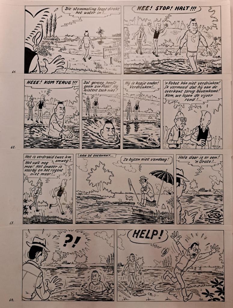 POM - page originale PIET PIENTER et BERT BIBBER, Antiquités & Art, Art | Dessins & Photographie, Enlèvement ou Envoi