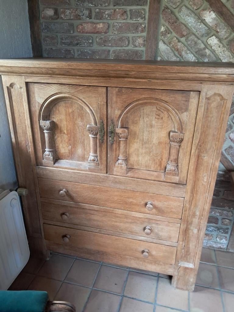 Superbe Commode-Armoire en Chêne Massif Décapé, Maison & Meubles, Enlèvement