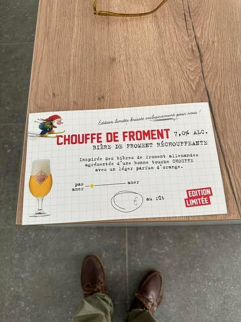 Carton publicitaire Chouffe weizen chouffe de froment, Collections, Enlèvement ou Envoi, Neuf, Panneau, Plaque ou Plaquette publicitaire