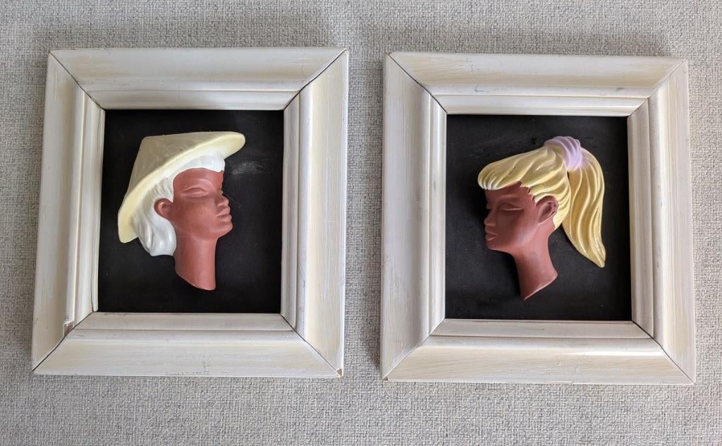 Vintage hoofdje keramiek Jema Holland - 2 stuks, Antiek en Kunst, Ophalen of Verzenden