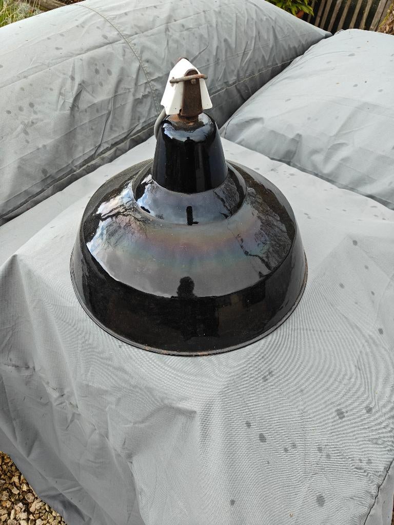 Lampe suspendue en émail industriel vintage, Antiquités & Art, Enlèvement ou Envoi