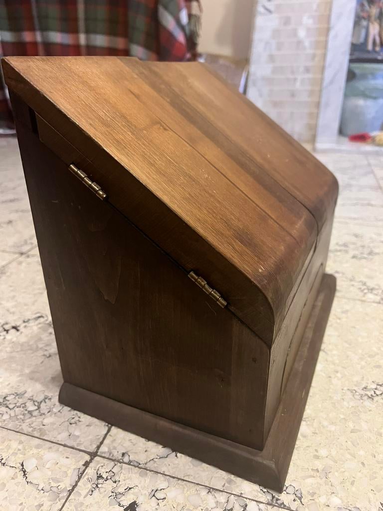 Vintage houten notaris schrijftafeltje met opbergruimte, Antiek en Kunst, Antiek | Meubels | Kasten, Ophalen of Verzenden