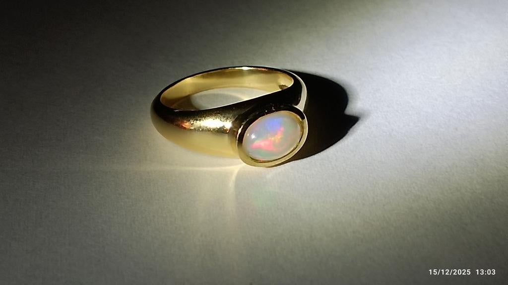 Superbe bague en argent massif avec très belle opale d'Éthio, Bijoux, Sacs & Beauté, Bagues, Neuf, 17 à 18, Argent, Jaune