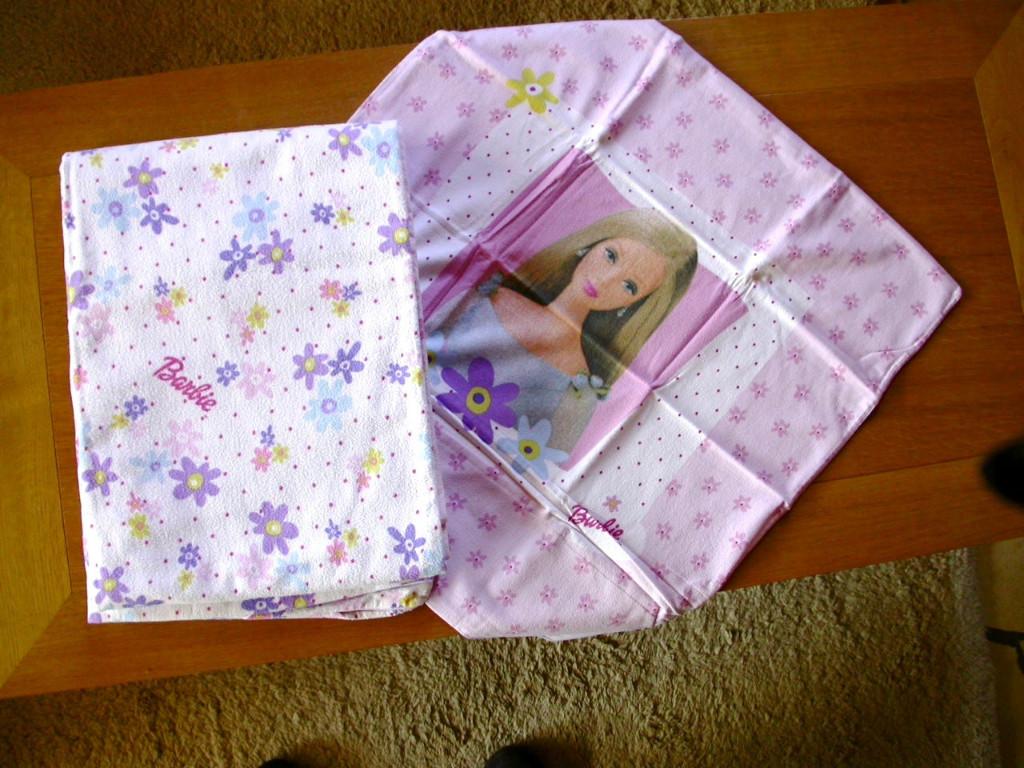 Housse de couette et taie "BARBIE" 1 p, Enlèvement ou Envoi, Utilisé, Fille, Housse de couette