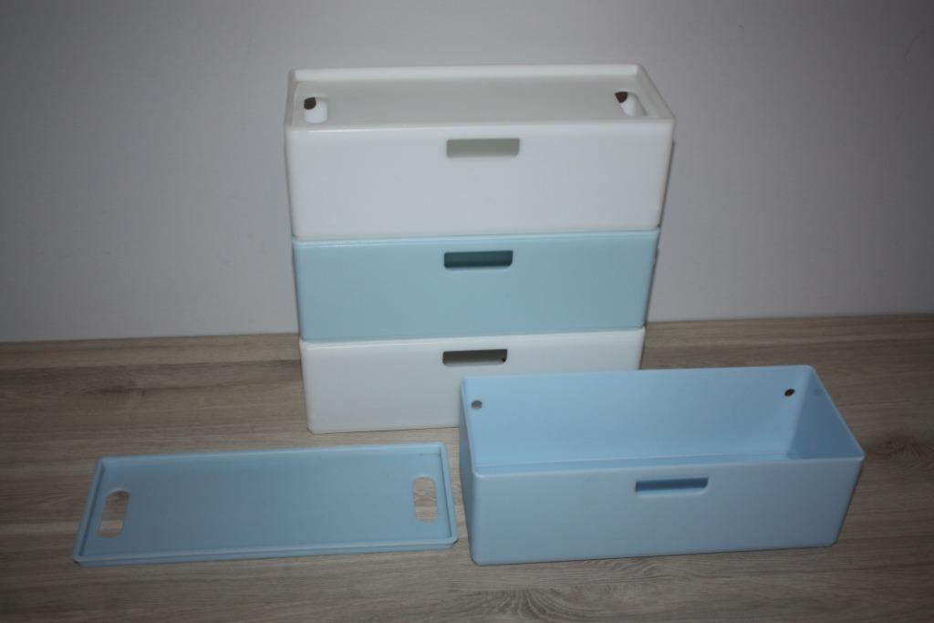 IKEA 4x bakje met deksel , 2x wit ,2x blauw, Gebruikt, Minder dan 50 cm, Ophalen of Verzenden, Minder dan 50 cm