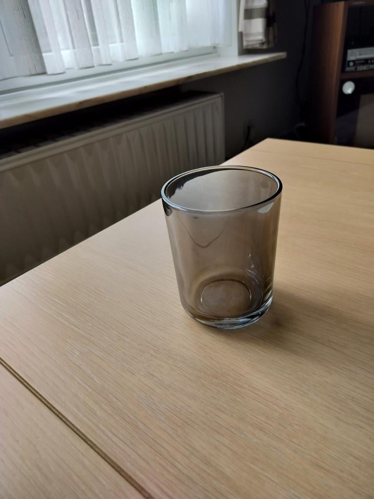 Bougeoir, verre fumé, Enlèvement, Comme neuf