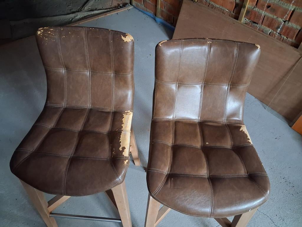 Tabourets de bar en teck, Maison & Meubles, 2 tabourets, Enlèvement, Utilisé, Bois