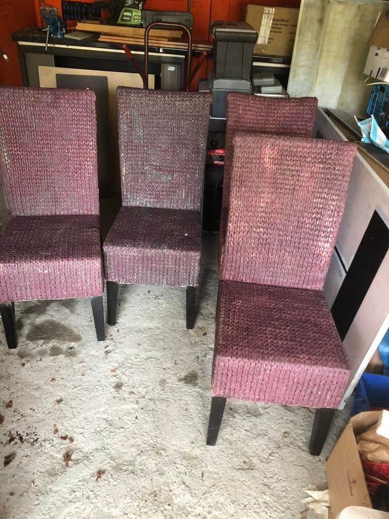 4 chaises peuvent être récupérées gratuitement, Maison & Meubles, Chaises, Osier ou Rotin, Autres couleurs, Enlèvement, Utilisé