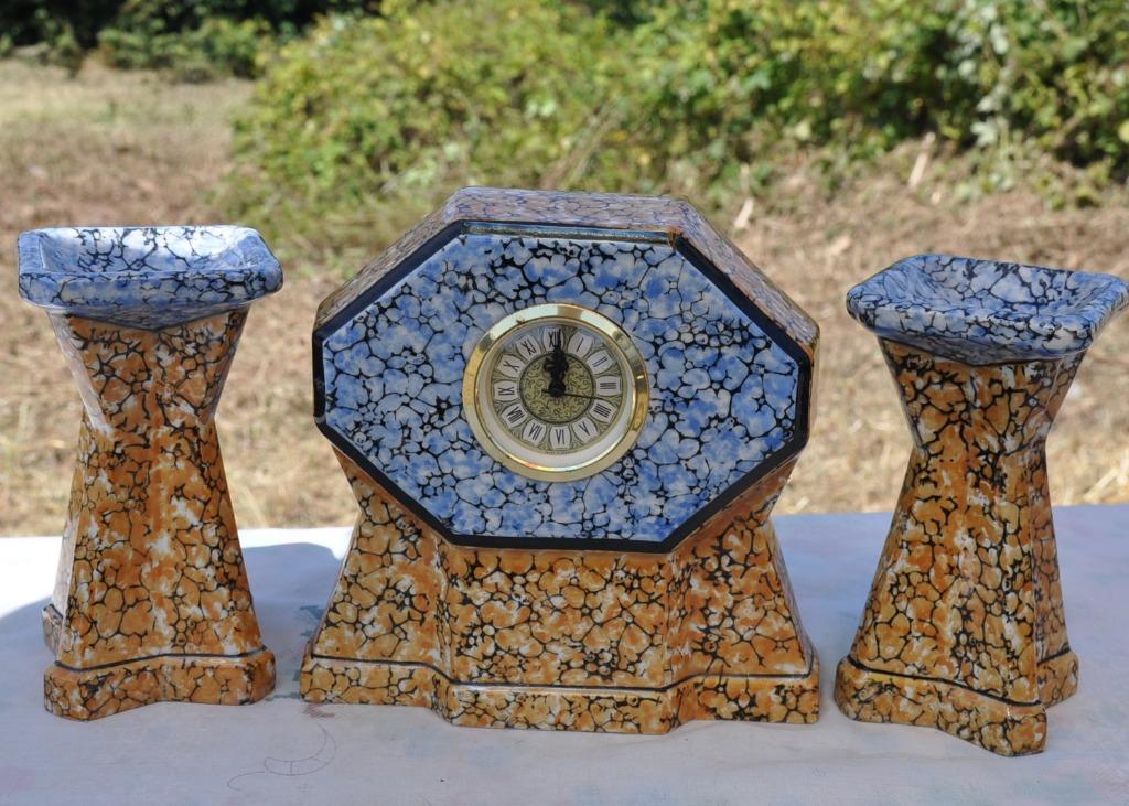 horloge de cheminée 3 pieces faience MW, Antiquités & Art, Antiquités | Horloges, Enlèvement ou Envoi