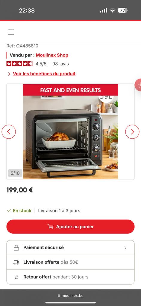 Moulinex-oven, Ophalen, Gebruikt, Oven