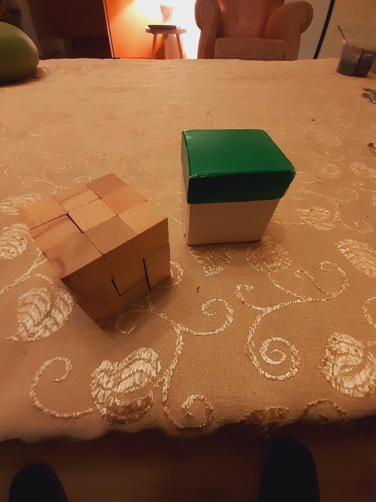 Houten puzzel kubus, Hobby en Vrije tijd, Ophalen, Minder dan 500 stukjes, Gebruikt, Rubik's of 3D-puzzel