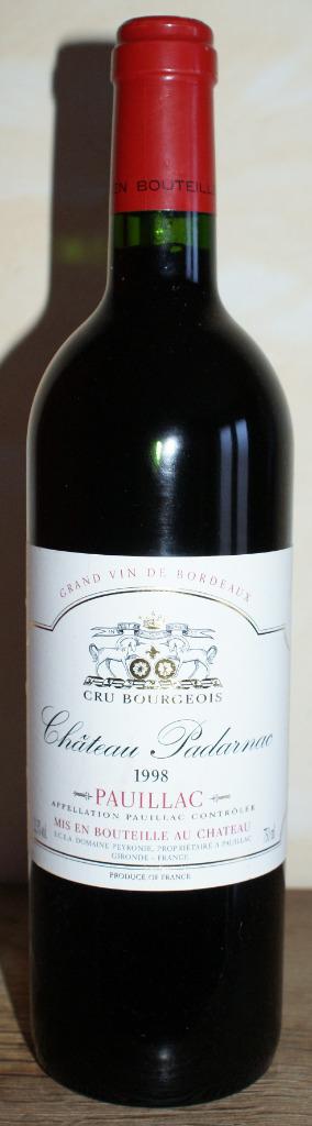 Bordeaux Pauillac rouge Château Padarnac 75 cl 1998 Cru Bour, Neuf, Enlèvement ou Envoi, Pleine, Vin rouge
