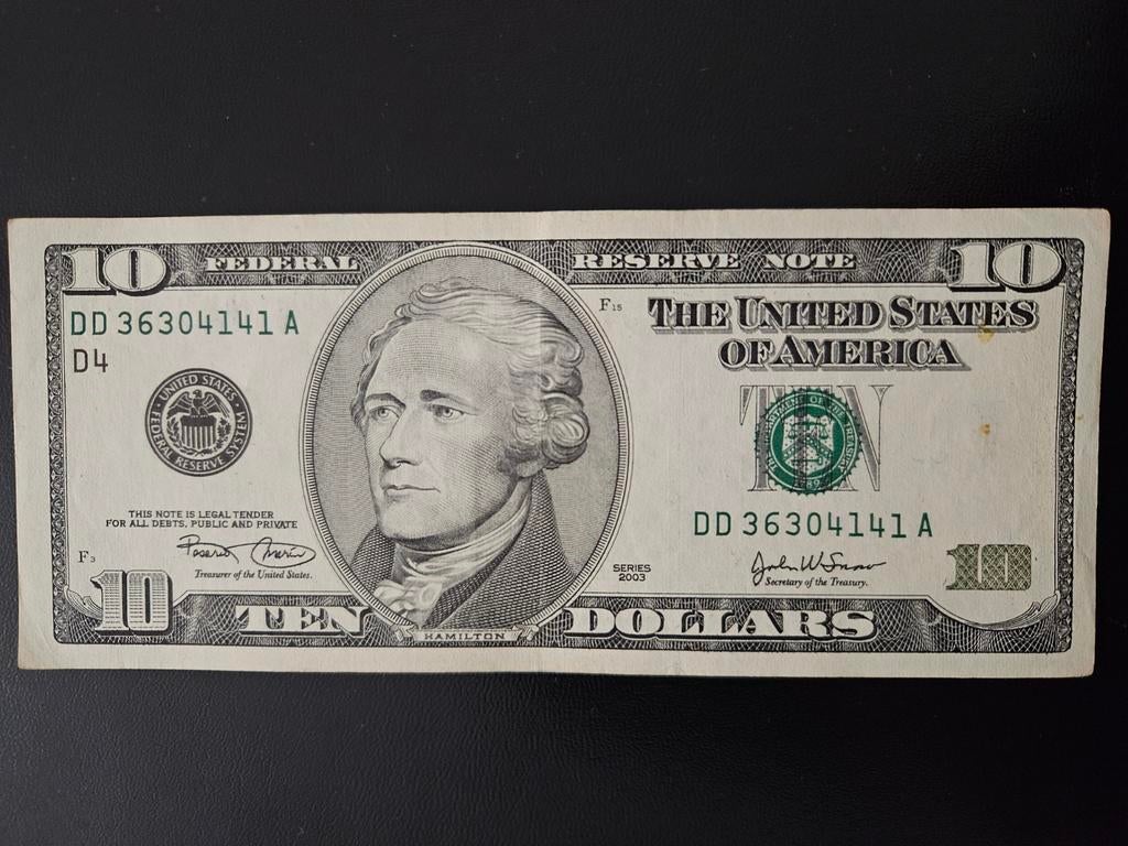 10 dollars USA 2003 jaar, Postzegels en Munten, Bankbiljetten | Amerika, Ophalen of Verzenden, Noord-Amerika, Los biljet