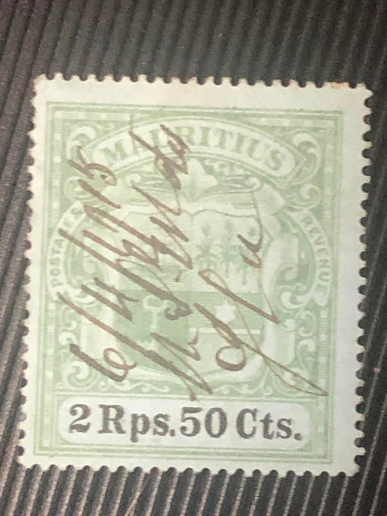 Îles Maurice postage revenues signé 2 roupies 50 cents, Enlèvement ou Envoi, Non oblitéré
