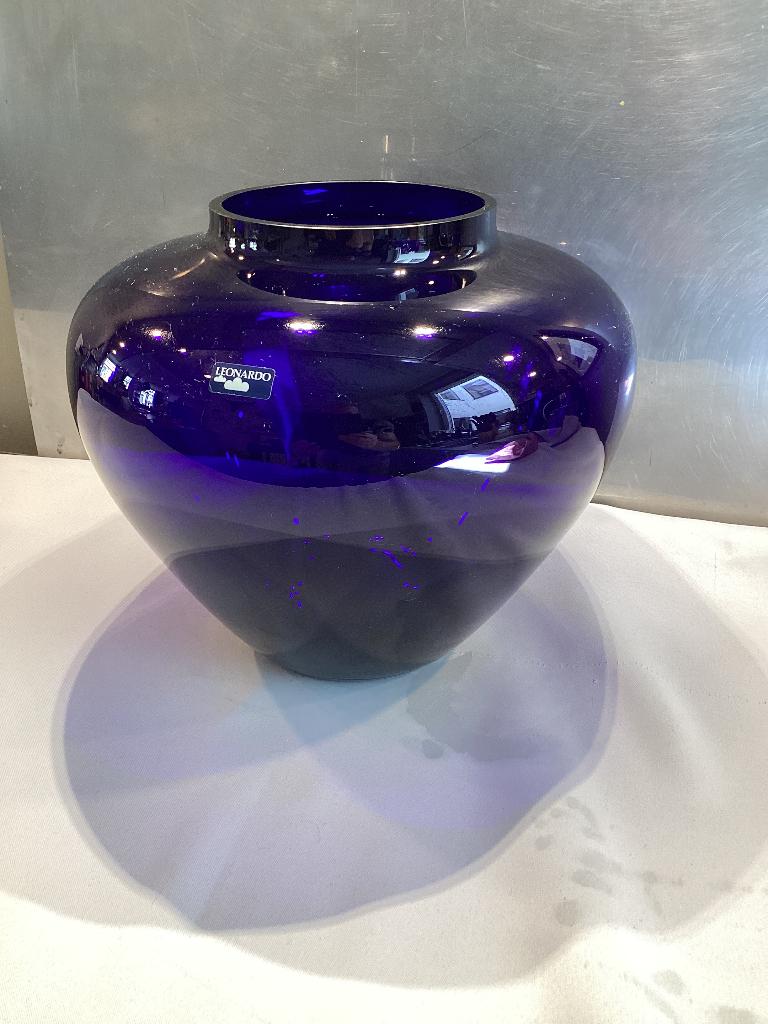 Blauwe vaas Leonardo. 156/H., Huis en Inrichting, Woonaccessoires | Vazen, Ophalen, Blauw, Glas