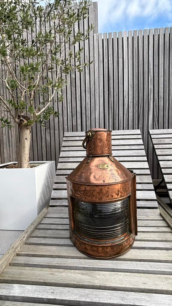 Prachtige unieke Antieke koperen scheepslamp Glasgow, Antiek en Kunst, Ophalen