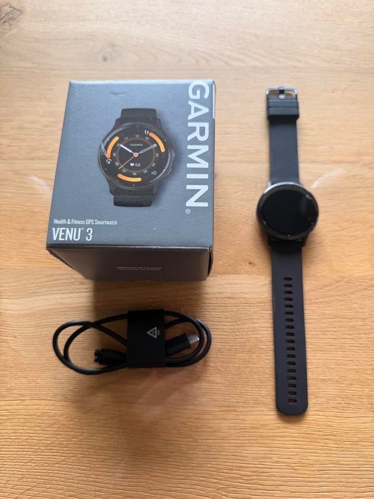 Garmin Venu 3 - 45mm black met garantie en extra bandjes, Étanche, Avancer d'un pas, Enlèvement ou Envoi, Comme neuf