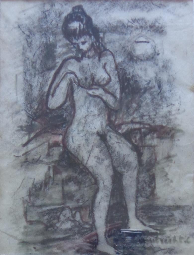 CONSTANT LAMBRECHT / NAAKTE VROUW / ORIGINEEL WERK 37x30cm, Antiquités & Art, Enlèvement ou Envoi