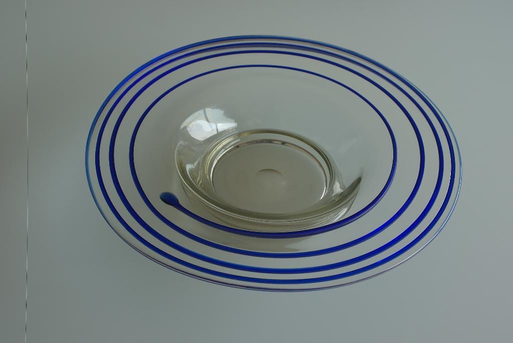 ronde schaal in glas diam: 38 cm H: 8 cm, Huis en Inrichting, Schaal, Rond, Ophalen of Verzenden, Glas