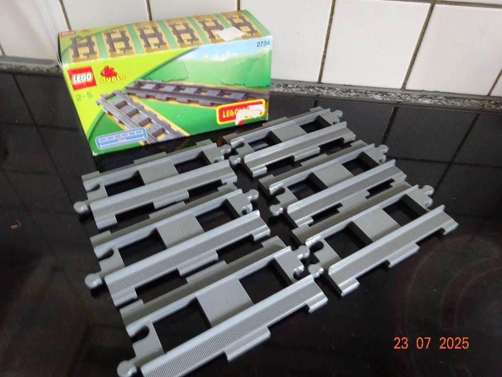 LEGO Duplo 6 Rechte Rails 2734, Ophalen of Verzenden, Duplo
