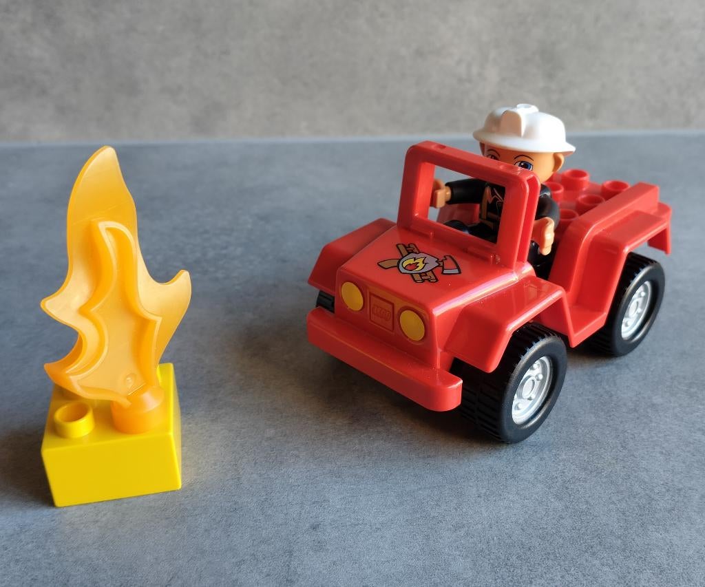 lego duplo brandweercommandant met auto, Ophalen of Verzenden, Gebruikt, Duplo