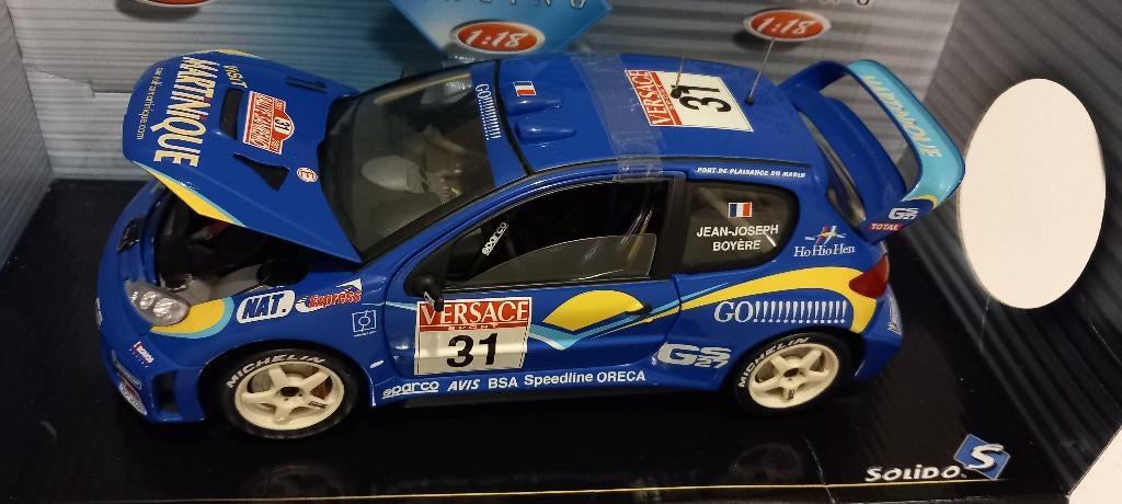 1/18 Peugeot 206 WRC #31 Simon Jean-Joseph San Remo 2001, Enlèvement ou Envoi, Comme neuf, Voiture, Solido